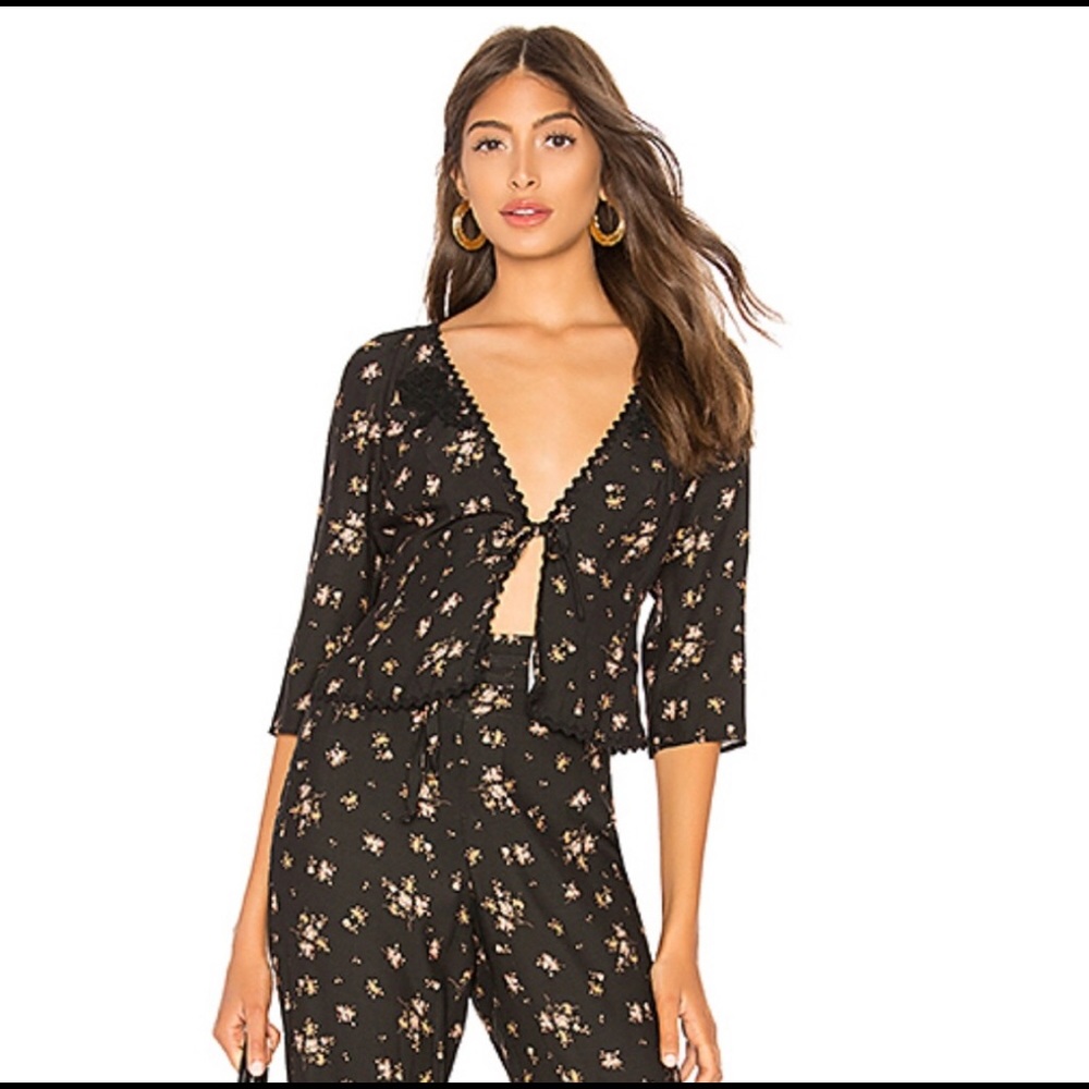 NWT Free People Black Tie Front Cardigan Style Top